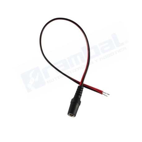 Conector DC Plug Pigtail Hembra, para 12VDC, cables de cobre completo