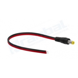 Conector DC Plug Pigtail Macho, para 12VDC, cables de cobre completo