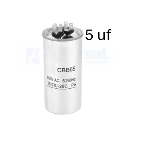 Condensador de arranque CBB65 5uf 450V AC, partida Motores