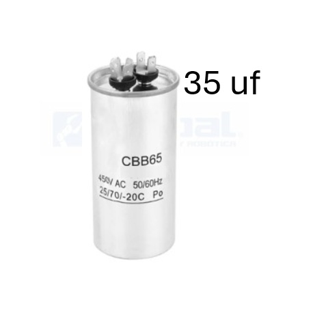 Condensador de arranque CBB65 35uf 450V AC, partida Motores