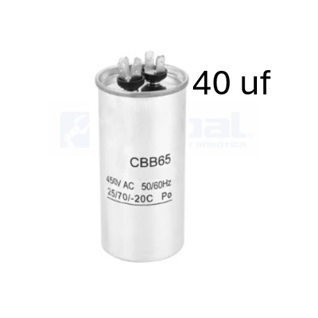 Condensador de arranque CBB65 40uf 450V AC, partida Motores