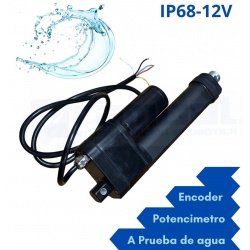 Actuador lineal Industrial 4" 04POT + feedback Potenciometro 80Kg IP68 12V