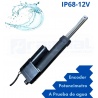 Actuador lineal Industrial 4" 04POT + feedback Potenciometro 80Kg IP68 12V