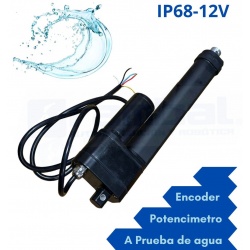 Actuador lineal Industrial 8" 08POT + feedback Potenciometro 80Kg IP68 12V