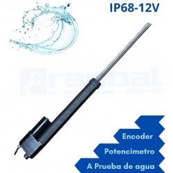 Actuador lineal Industrial 16" 16POT + feedback Potenciometro 80Kg IP68 12V