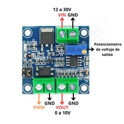 Modulo convertidor PWM a Voltaje analogico (0 a 10V)