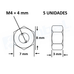 Tuerca M4 5 Unidades