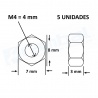 Tuerca M4 5 Unidades