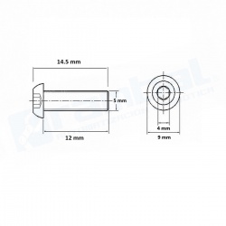 Tornillo Perno Hexagonal M5 L12mm