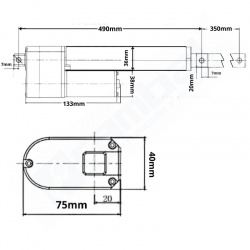 Actuador Lineal 14POT + Feedback Potenciómetro 70Kg IP66 12V