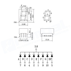 Display 7 Segmentos - 1 Digito 0.56" Cat. Comun Red