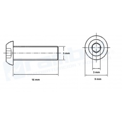 Tornillo Perno Hexagonal M5 L16mm
