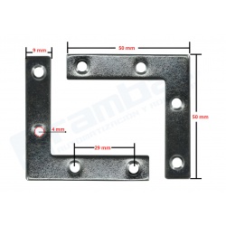Soporte 50x50 tipo L para perfiles aluminio 2020