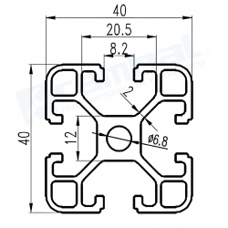Riel Lineal Perfil 4040 T-Slot 1000mm
