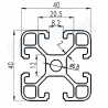 Riel Lineal Perfil 4040 T-Slot 1000mm