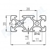 Riel Lineal Perfil 2040 20x40x1000mm T-Slot