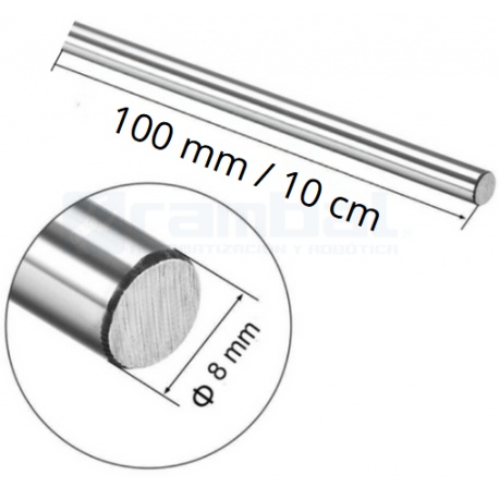 Varilla eje guía de acero de 8mm x 100mm