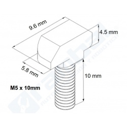Tornillo Cabeza Martillo M5x10mm para Perfil 2020