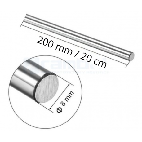 Varilla eje guía de acero de 8mm x 200mm