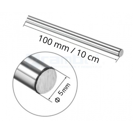 Varilla eje guía de acero de 5mm x 100mm