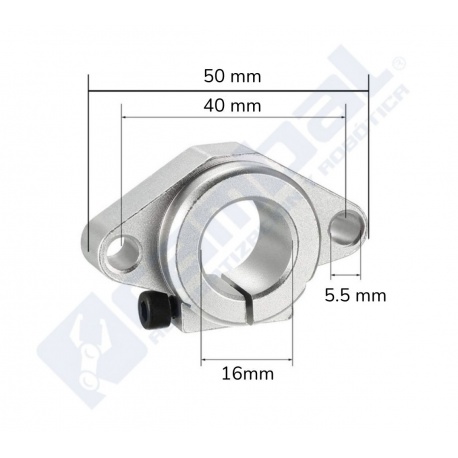 Soporte ovalado Eje Guia 16mm.
