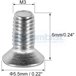 Tornillo Cruz Cabeza Avellanada M3 6mm