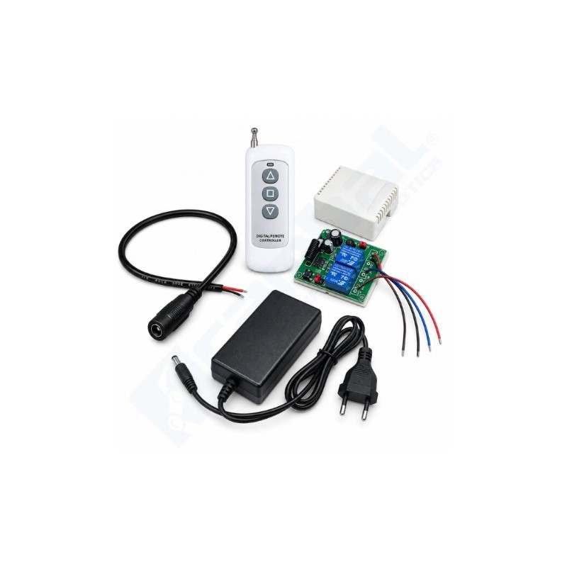 Kit Módulo RF 2 Relés Control Remoto 433MHz + Transformador 12V 5A + Cable conector Jack Hembra DC