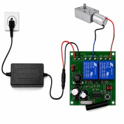 Completo Kit Control Remoto para Motor o Actuador Lineal Módulo RF 2 Relés  + Transformador 12V 5A + Cable Conector Jack