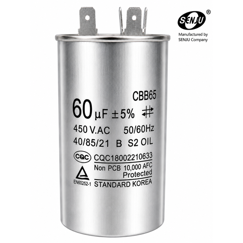 Condensador de arranque CBB65 60uf 450V AC, partida Motores