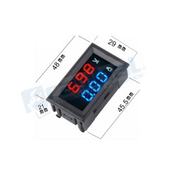 Voltimetro Amperimetro 100V 10A display rojo azul