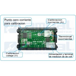 Voltimetro Amperimetro 100V 10A display rojo azul