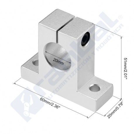 Soporte vertical Eje Guia 20mm.