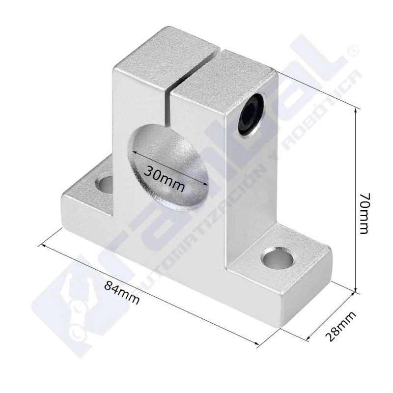 Soporte vertical Eje Guia 30mm.