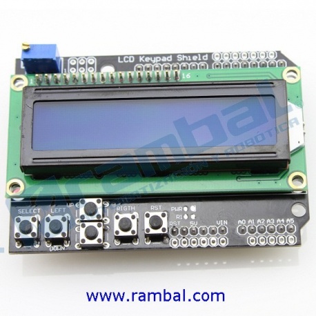 Shield Display LCD 2x16 azul + Teclado Keypad
