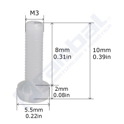 Tornillo Cruz Nylon M3 8mm