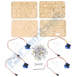 Kit Brazo Robótico Madera 4 DOF (MG90S) (4 DOF Wooden Robotic Arm Kit)