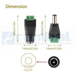 Adaptador DC Macho-Hembra 5,5x2,1mm con tornillos