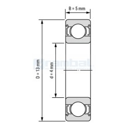 624ZZ, Rodamiento de bolas (5 x 13 x 4mm)