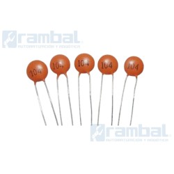 Condensador de cerámica 104 de 50V 0.1 µF  lote de 20 unidades.