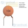 Condensador de cerámica 104 de 50V 0.1 µF  lote de 20 unidades.