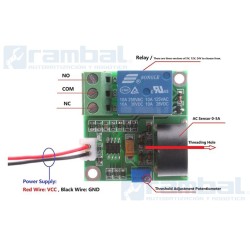 Modulo sensor de corriente alterna 5A, 12V con relé