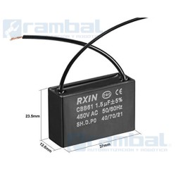Condensador de Arranque CBB61 450VAC 1.5 uf.