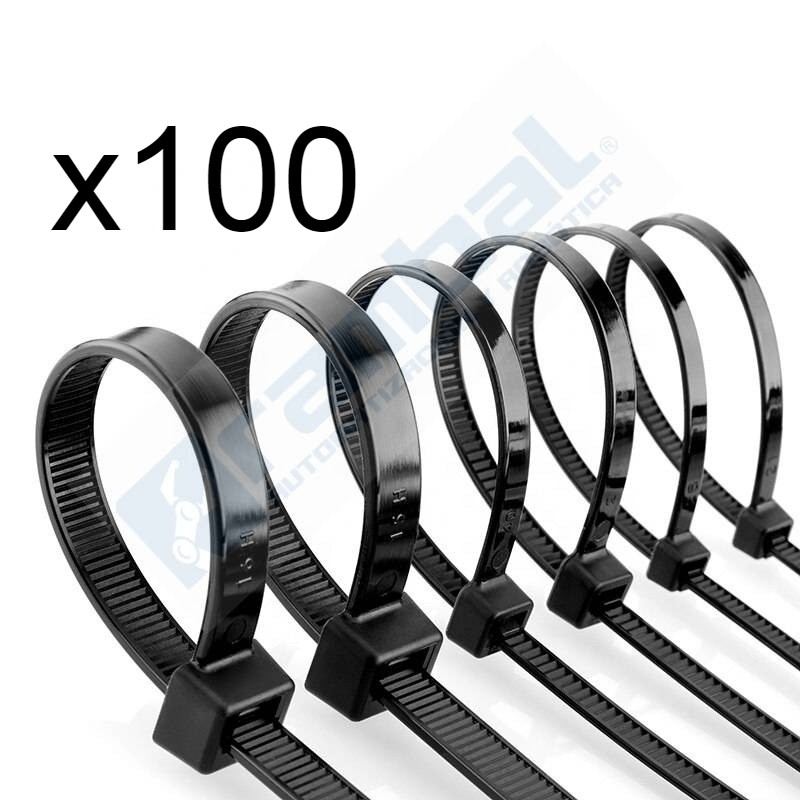 Bridas de cable negras UV de 8.0 in, 50 lb (paquete de 100)
