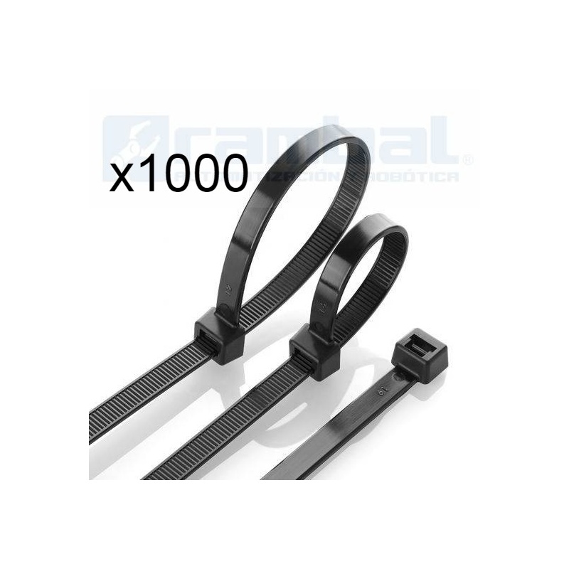 Bridas de plástico nylon negras 530 x 7,6mm. ( 100 unidades )