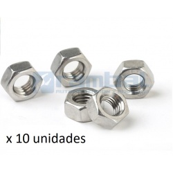 Set 10 tuercas M2 metálica 2mm acero inoxidable