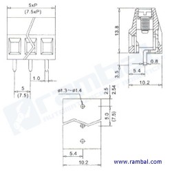 Terminales Tornillo 5mm PCB (3 Pines)