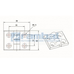 Bisagra de aluminio para perfiles 20x20